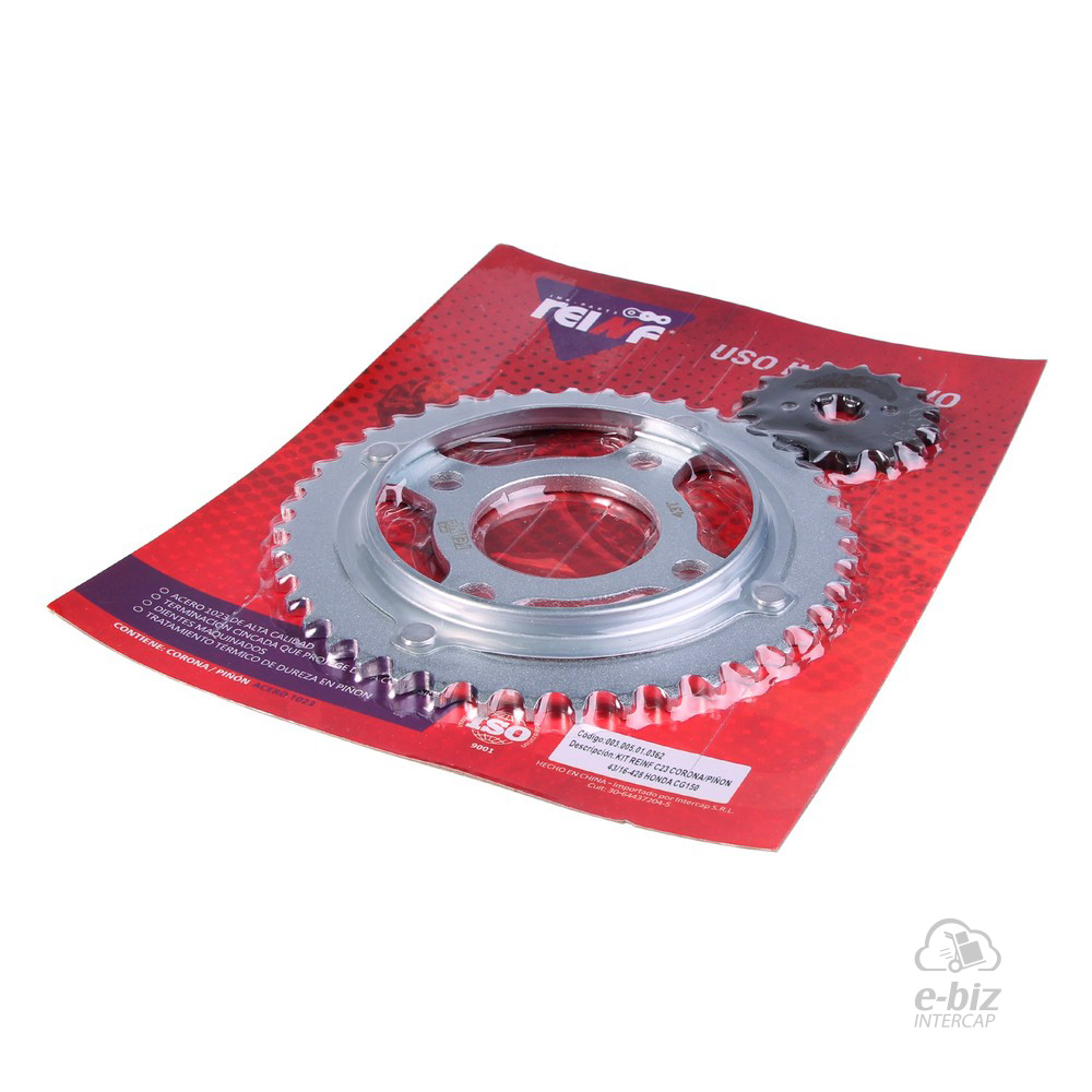 KIT REINF C23 CORONA/PIÑON 43/16-428 C/PROTECTOR HONDA CG150 TITAN/GLH 150 - Imagen 2