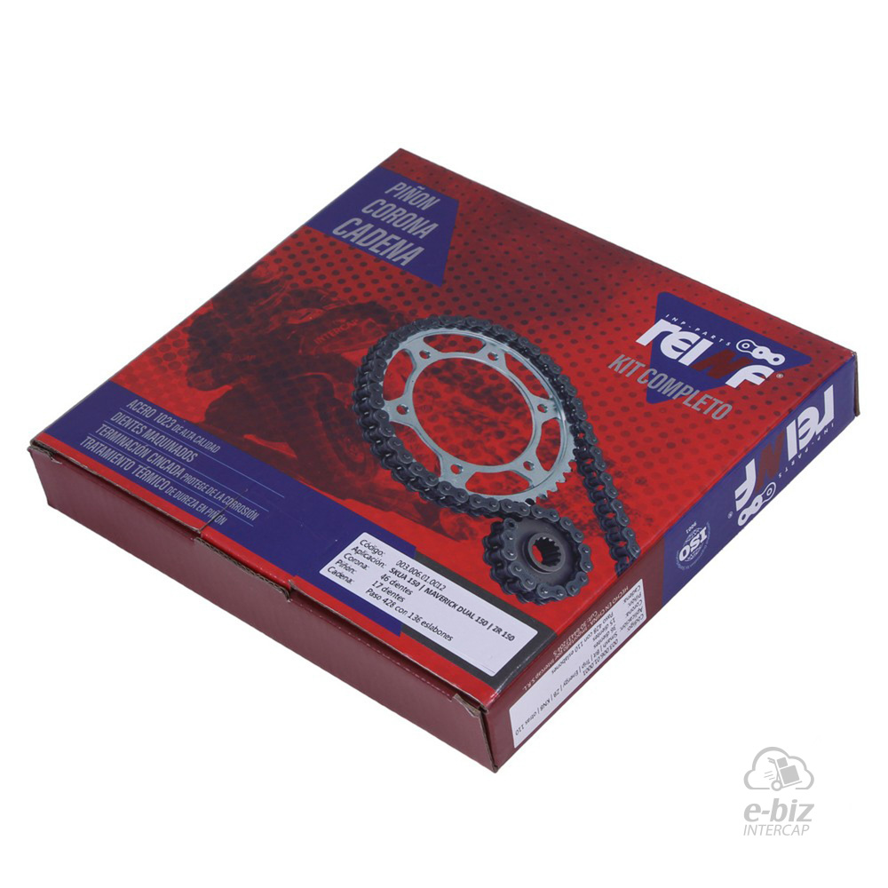 KIT REINF C23 CORONA/PIÑON/CADENA 46/17-428-136L MOTOMEL SKUA 150/MAVERICK DUAL 150/ZANELLA ZR 150 - Imagen 8