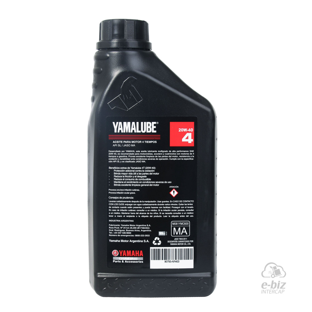 YAMALUBE 4T (MINERAL) 20W40 API SL 1L - Imagen 3