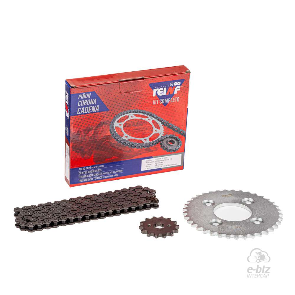 KIT REINF C23 CORONA/PIÑON/CADENA 37/14-420-104L HONDA NEW WAVE 110
