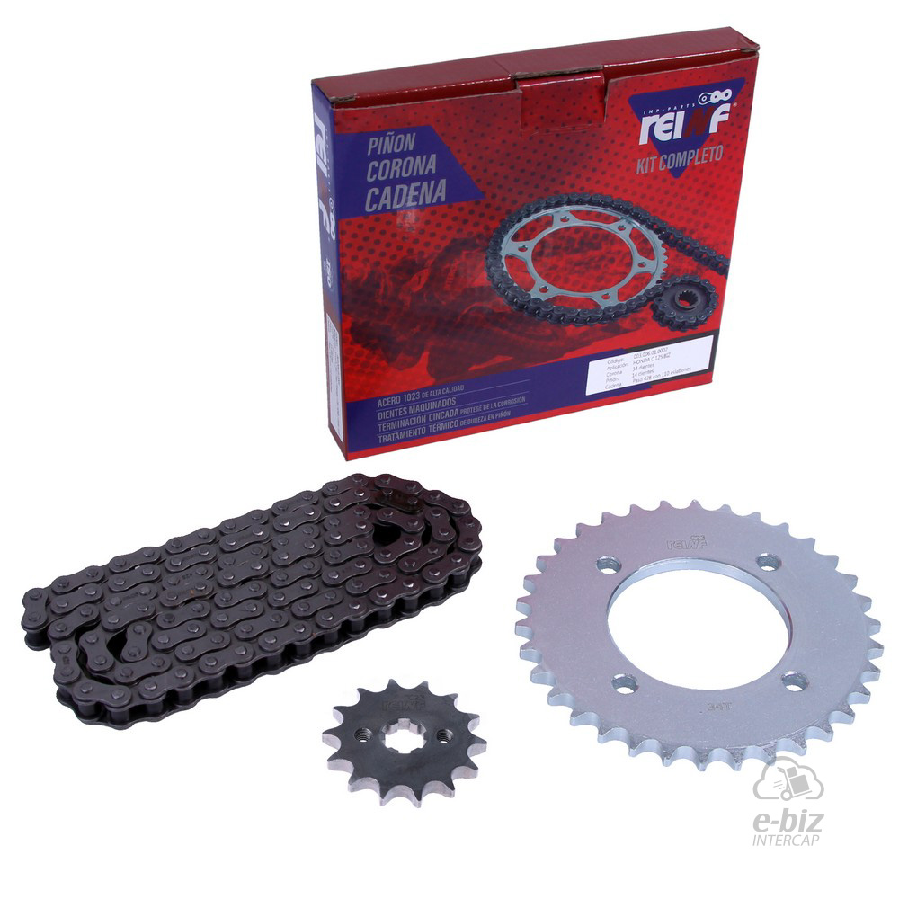 KIT REINF C23 CORONA/PIÑON/CADENA 34/14-428-110L HONDA C 125 BIZ